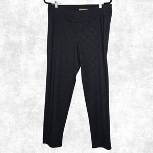 Hope & Harlow Black Houndstooth Stretch Pants L Pull-On Slim Leg Office Goth Alt